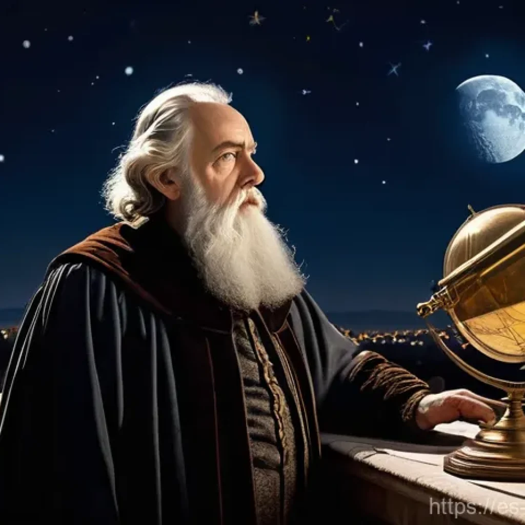 근대 과학 혁명의 핵심 발견 - **Prompt Title: Galileo's Celestial Revelation**
    **Description:** A dramatic and historically in...