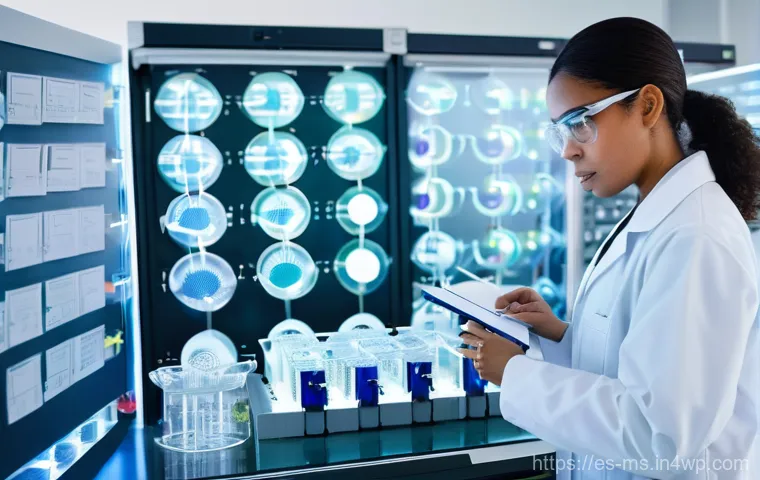 과학적 발견의 복잡성 이해 - **Prompt:** A dedicated female scientist, mid-30s, wearing a clean, white lab coat and safety glasse...