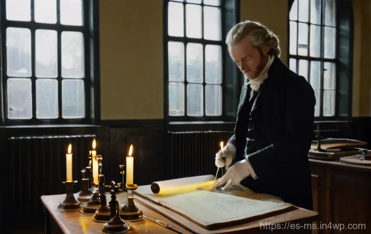 과학적 발견과 시대적 배경 - **Prompt:** An ancient scholar, fully clothed in a traditional, modest tunic and cloak, stands on a ...