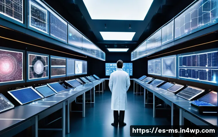 20세기 과학적 발견의 혁신적 변화 - **Quantum Computing's Bright Future**
    Generate an image depicting a futuristic, brightly lit lab...