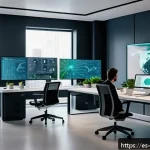 Home 19 과학적 발견의 의미와 중요성 - A futuristic office environment showcasing diverse professionals using AI-powered holographic interf...