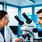 Home 18 과학적 발견의 가치와 그 결정 요인 - A modern biotechnology laboratory scene in Spain featuring a diverse multidisciplinary team of scien...